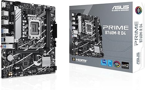 ASUS PRIME B760M-R D4 Micro-ATX Motherboard – Intel LGA1700, DDR4 ASUS PRIME B760M-R D4 Micro-ATX Motherboard – Intel LGA1700, DDR4